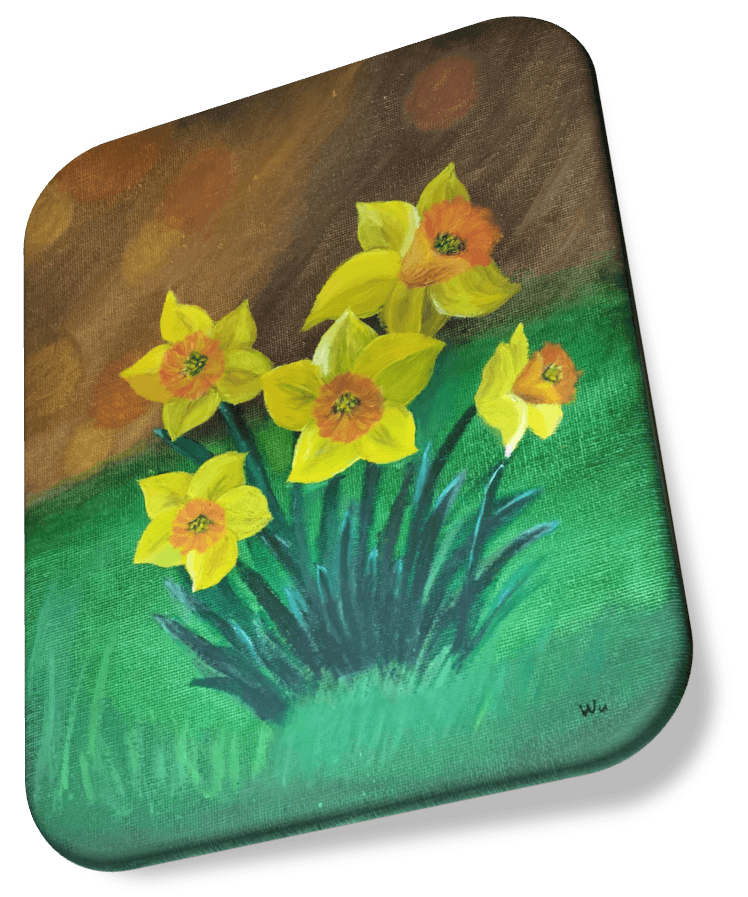 Floral painting with yellow blossoms